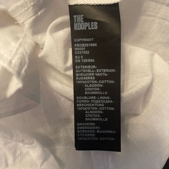 The Kooples White Long Sleeve Mandarin Collar Gown %100 cotton - Picture 6 of 6